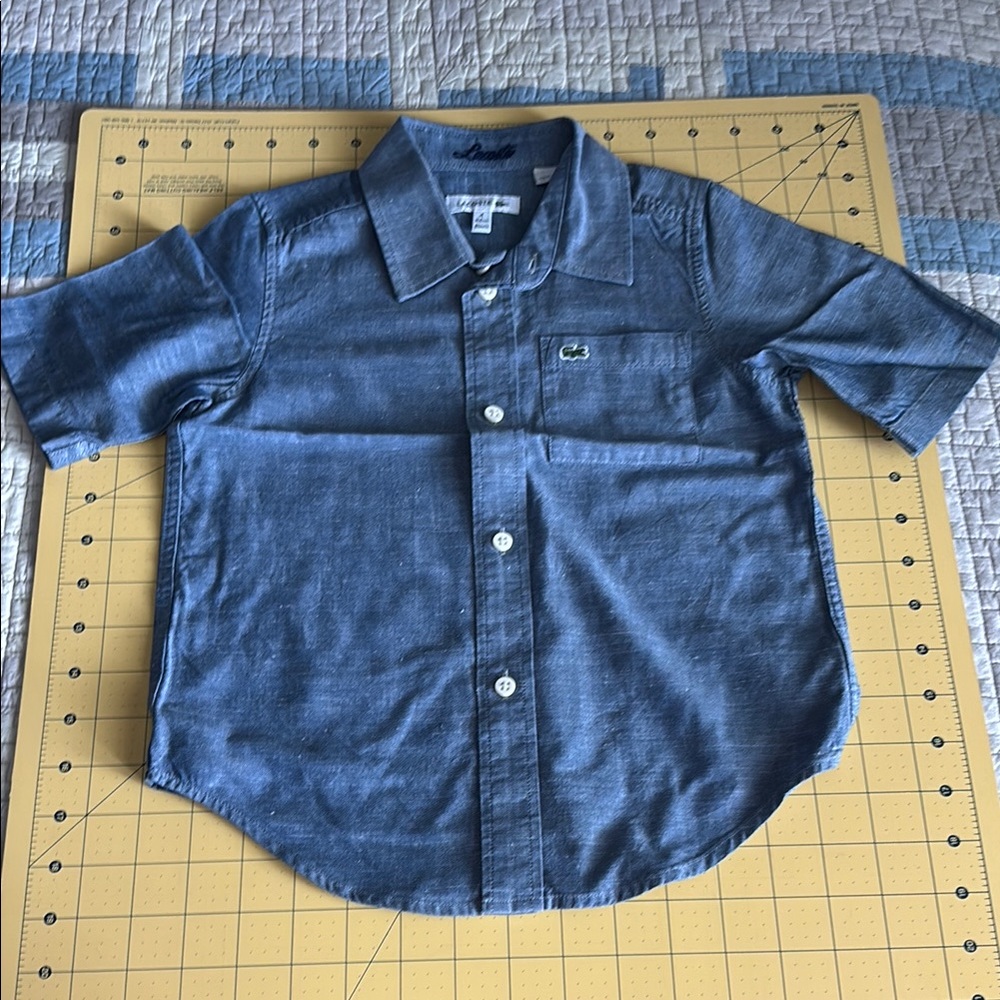 Lacoste Blue Button Down Shirt Classic Collar Short Sleeves